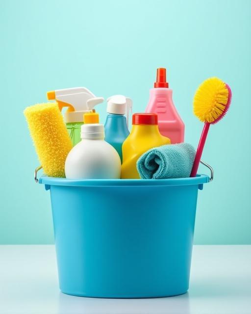 Professional cleaning supplies ready for use